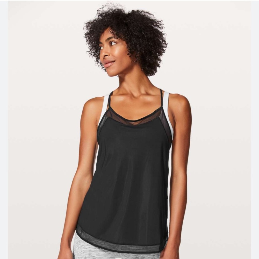 Lululemon Mix & Mesh Tank Black Sheer Tank Strappy